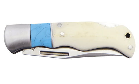 3 1/2" Blue/Bone Folding Knife