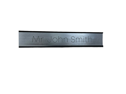 Self Standing Black Name Plate with Silver Insert