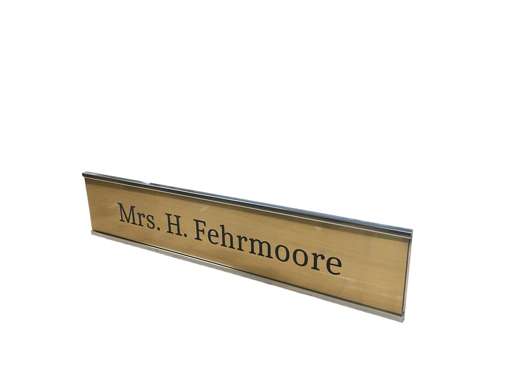 Silver Door Name Plate with Gold Insert